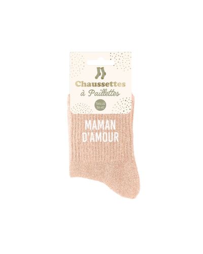 CHAUSSETTES PAILLETTES "MAMAN D'AMOUR"