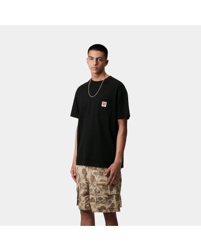 S/S Pocket Heart T-Shirt - Black / Red