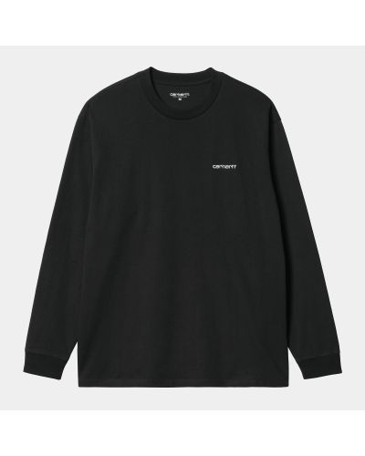 L/S Script Embroidery T-Shirt Noir