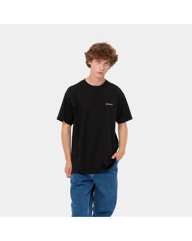 S/S Script Embroidery T-Shirt noir