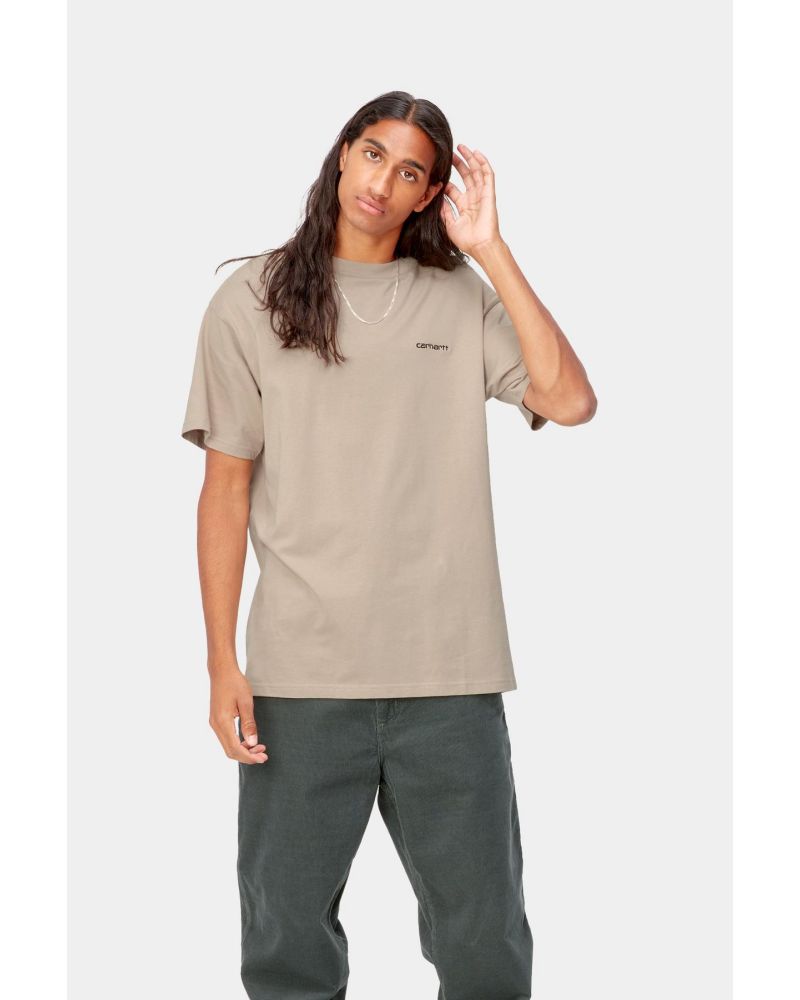 S/S Script Embroidery T-Shirt wall