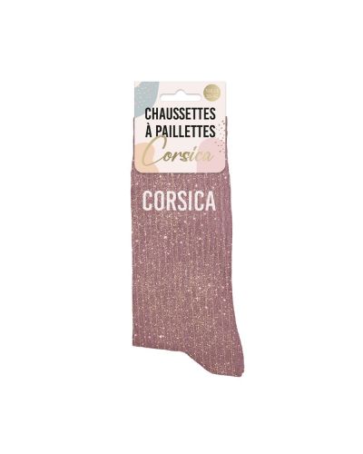 CHAUSSETTES PAILLETTES CORSICA ROSE