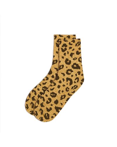 CHAUSSETTES COURTES PAILLETTES JAUNE LEOPARD
