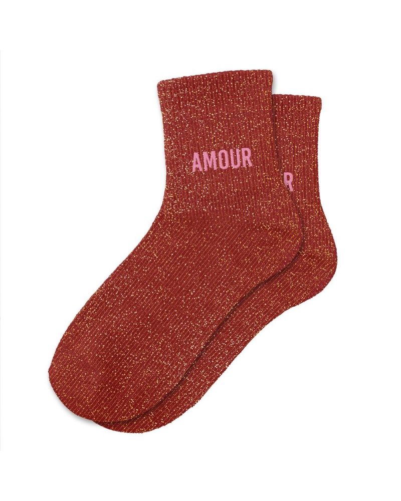 CHAUSSETTES PAILLETTES AMOUR ROUGE