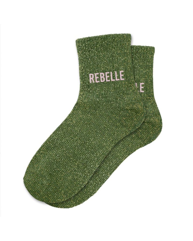 CHAUSSETTES PAILLETTES REBELLE KAKI