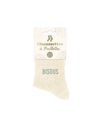 CHAUSSETTES PAILLETTES BISOUS BEIGE