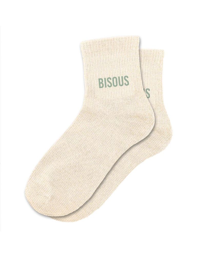 CHAUSSETTES PAILLETTES BISOUS BEIGE