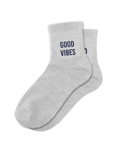 CHAUSSETTES PAILLETTES GOOD VIBES GRIS