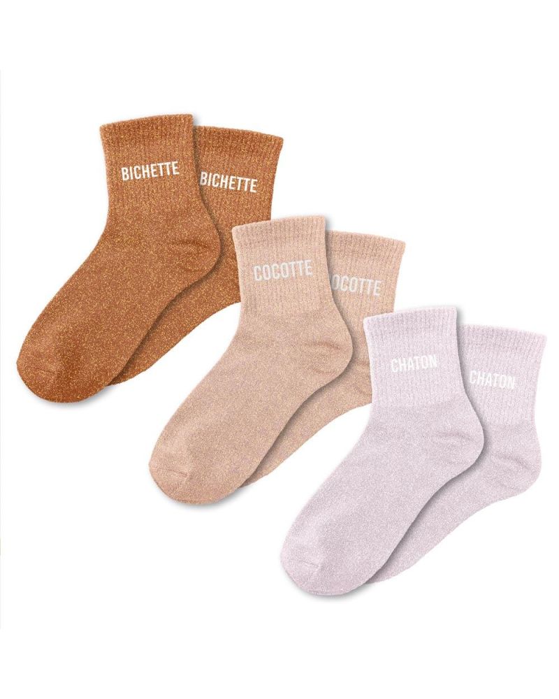 COFFRET TRIO CHAUSSETTES PAILLETTES BICHETTE
