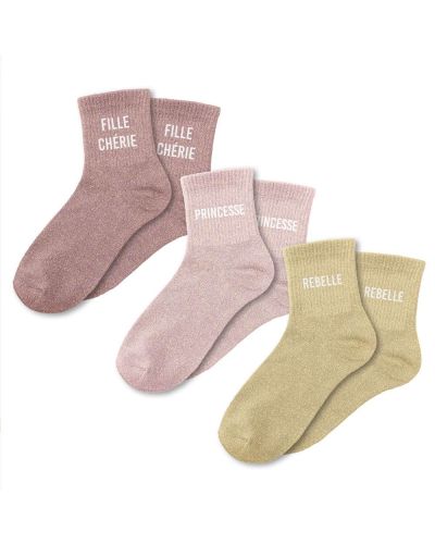 COFFRET TRIO CHAUSSETTES PAILLETTES FILLE CHERIE