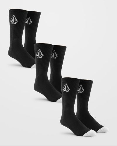 FULL STONE SOCK 3PK BLACK