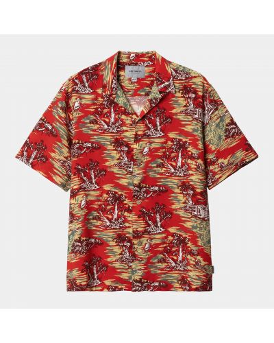 S/S Bayou Shirt Bayou Print, Red Sunset