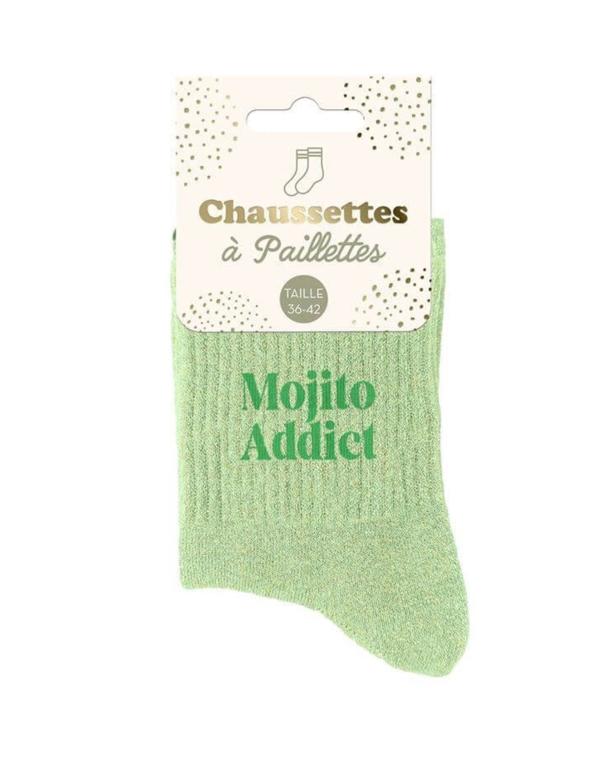 Chaussettes à paillettes vertes « Mojito Addict »