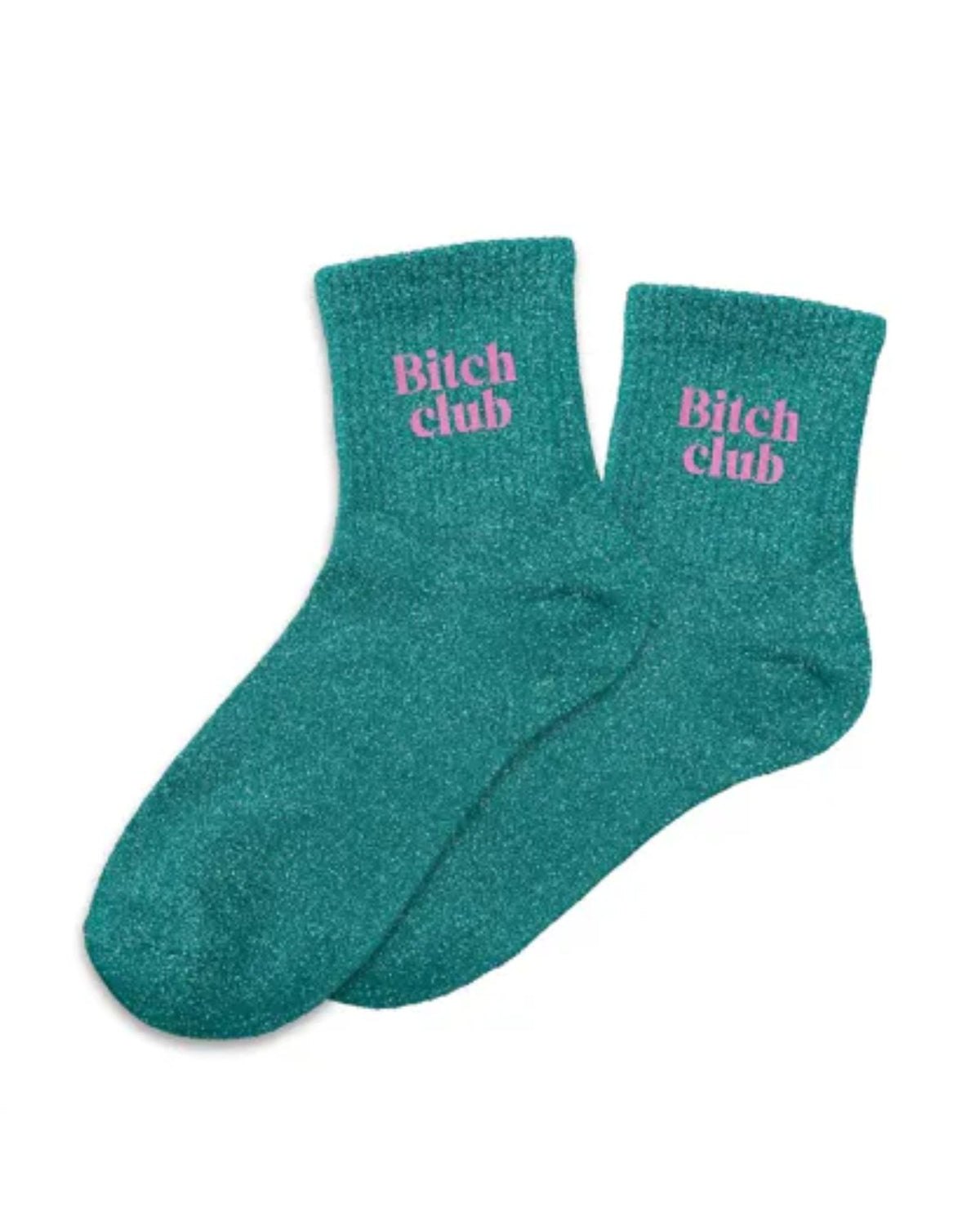 Chaussettes à paillettes bleues « Bitch Club »