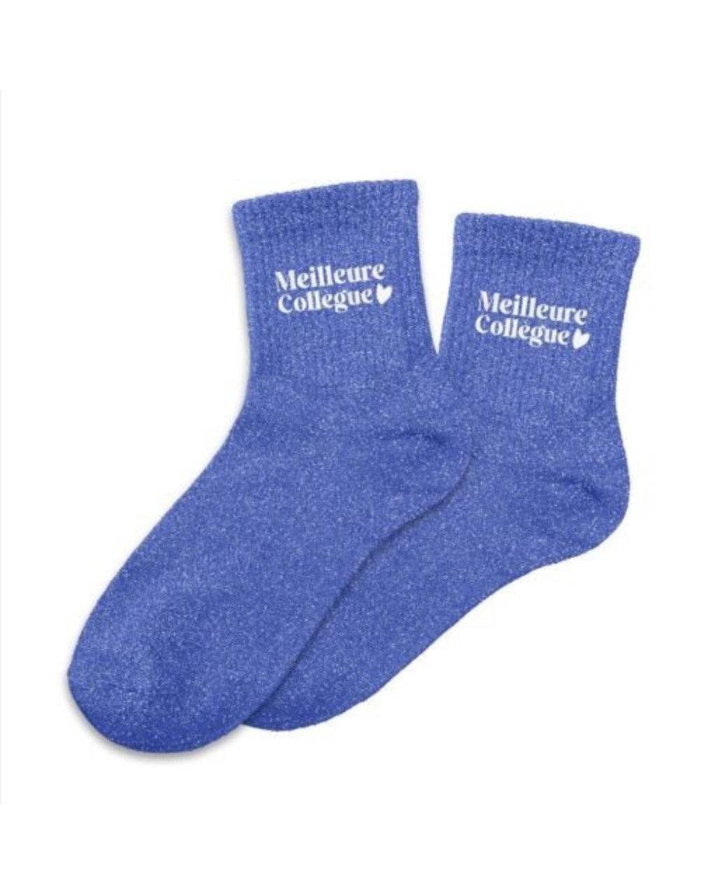 Chaussettes à paillettes bleues « Meilleure collègue »