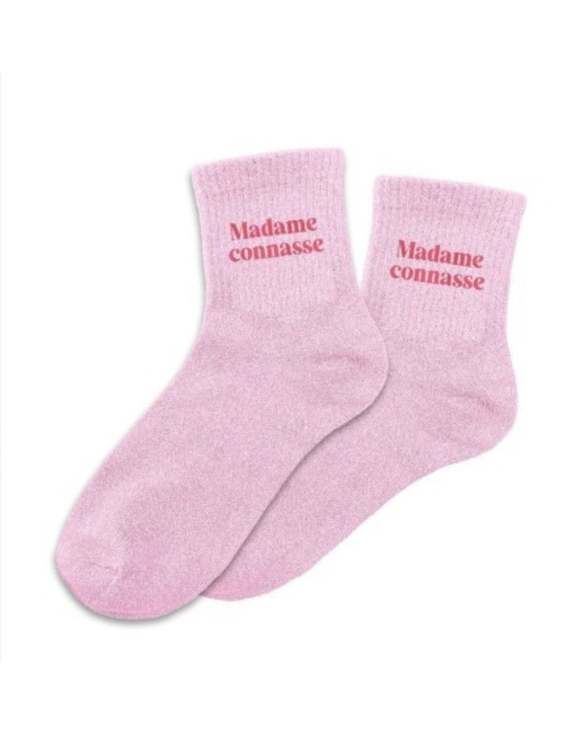 Chaussettes à paillettes roses « Madame Connasse »