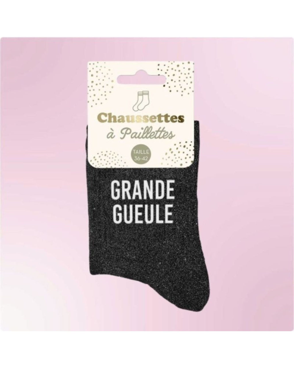 Chaussettes à paillettes noires « Grande gueule »