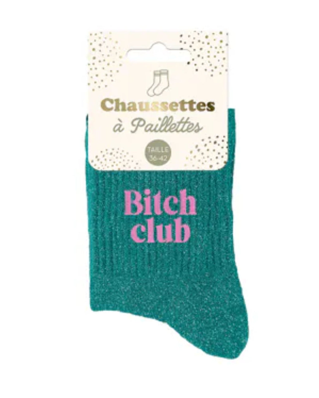 Chaussettes à paillettes bleues « Bitch Club »