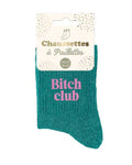 Chaussettes à paillettes bleues « Bitch Club »