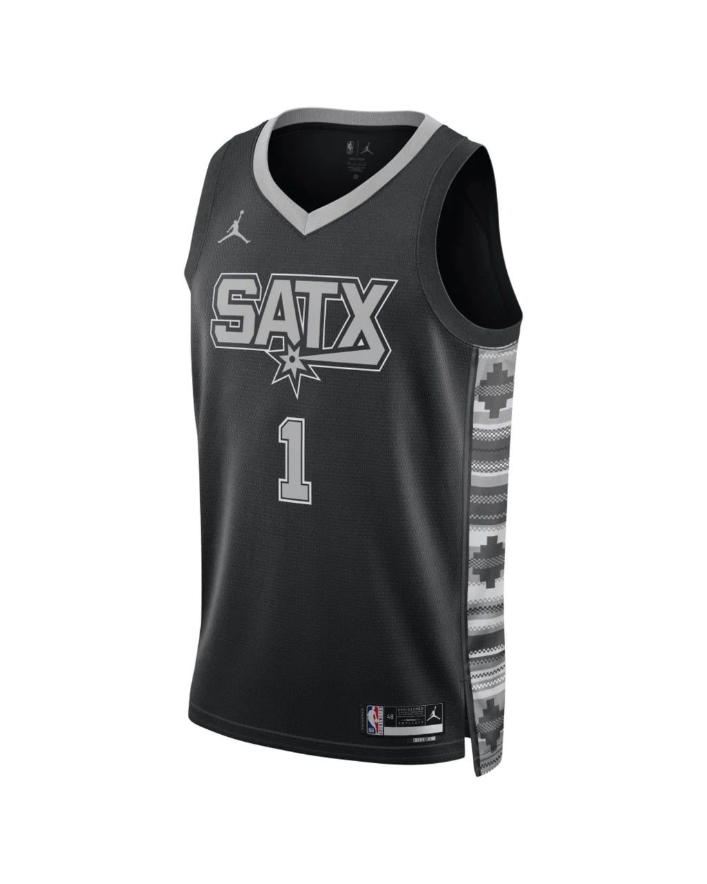 Maillot de basket Nike Spurs Wembanyama Statement Edition Swingman noir et argent