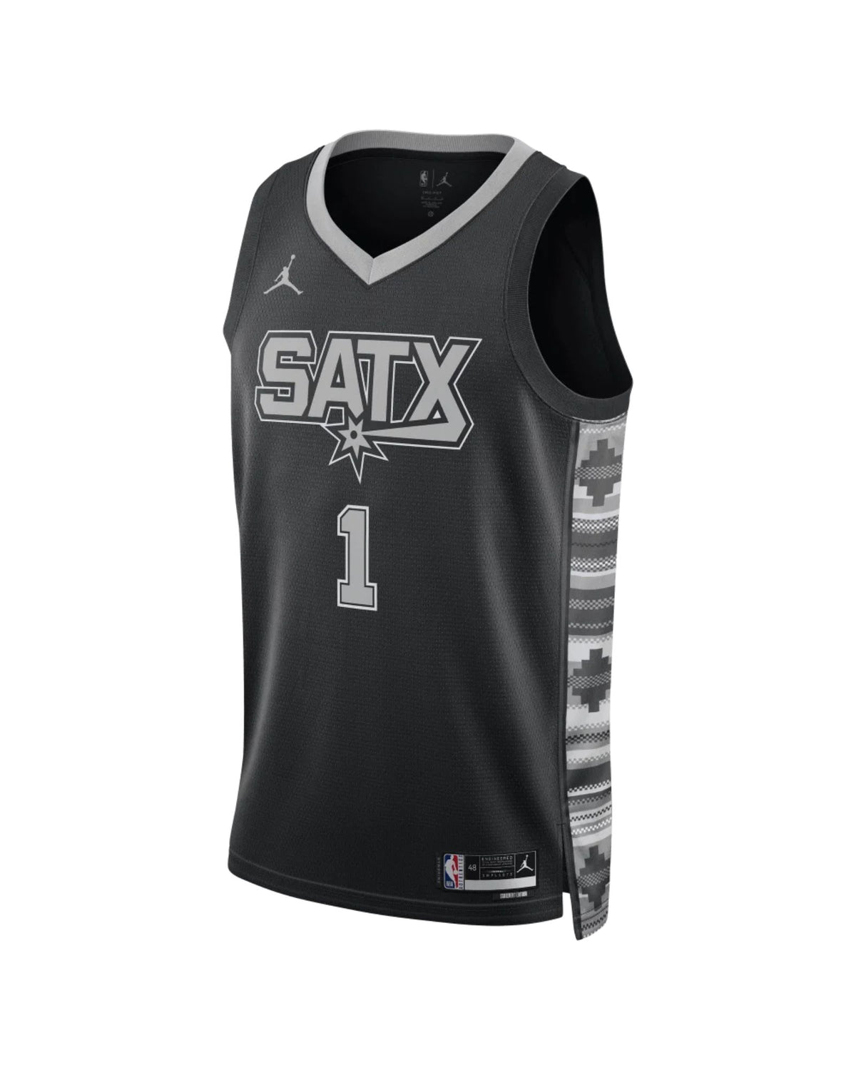 Maillot de basket Nike Spurs Wembanyama Statement Edition Swingman noir et argent