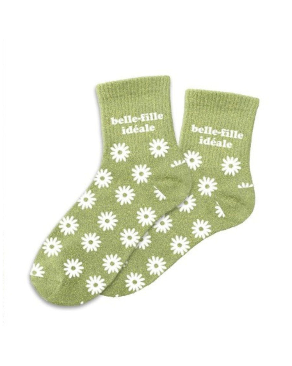 Chaussettes à paillettes vertes « Belle-fille idéale »