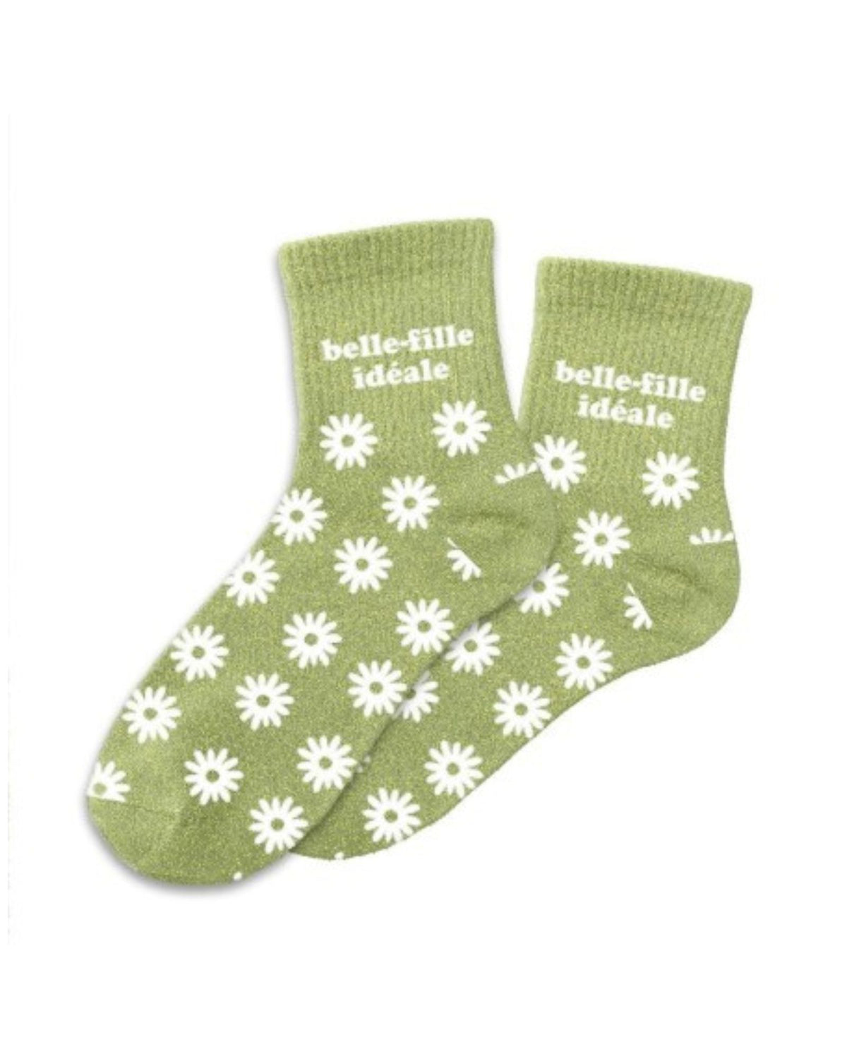 Chaussettes à paillettes vertes « Belle-fille idéale »