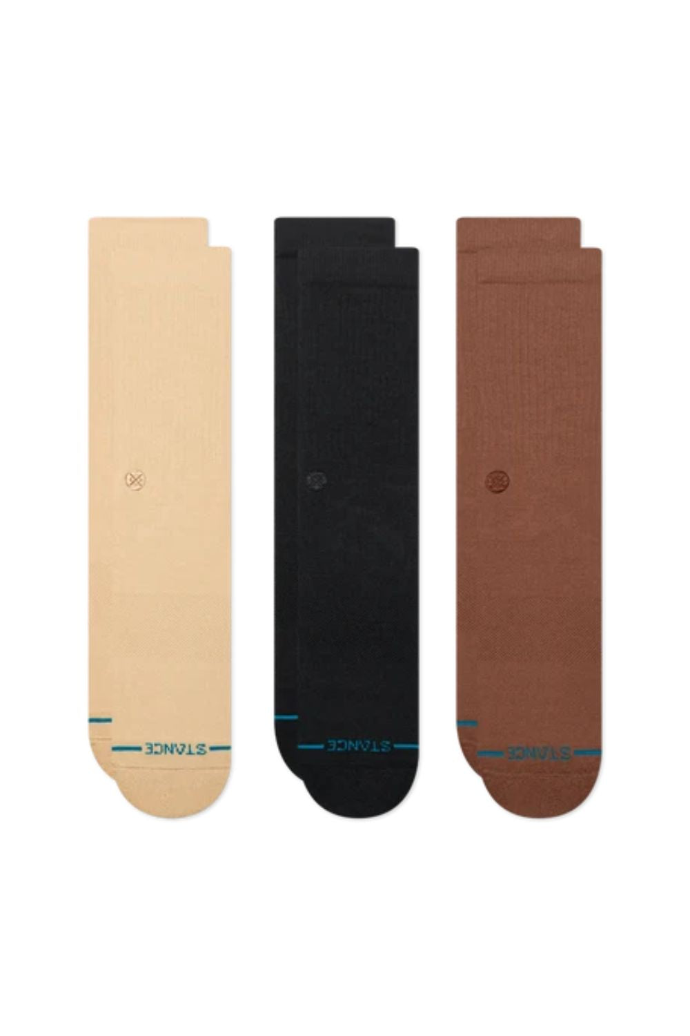 Lot de 3 paires de chaussettes Stance Icon – Beige, noir et marron