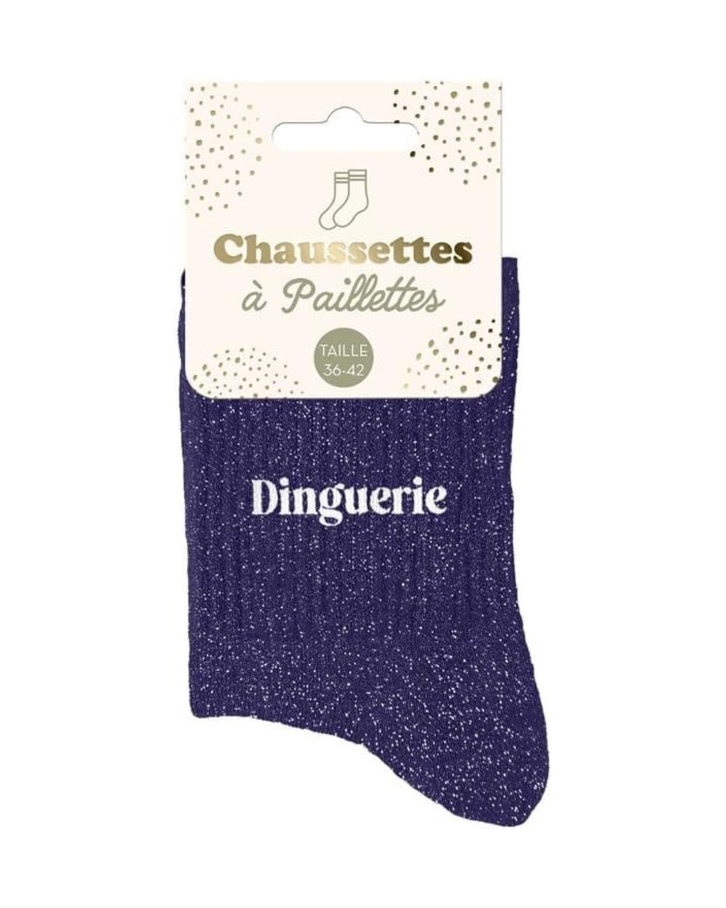 Chaussettes à paillettes bleu foncé « Dinguerie »