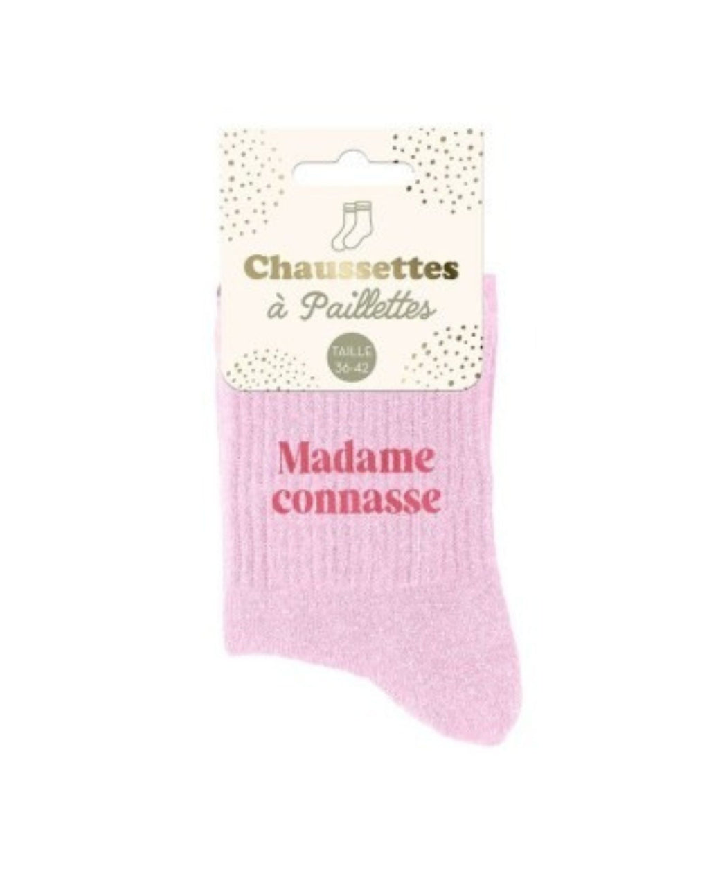 Chaussettes à paillettes roses « Madame Connasse »