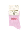 Chaussettes à paillettes roses « Madame Connasse »