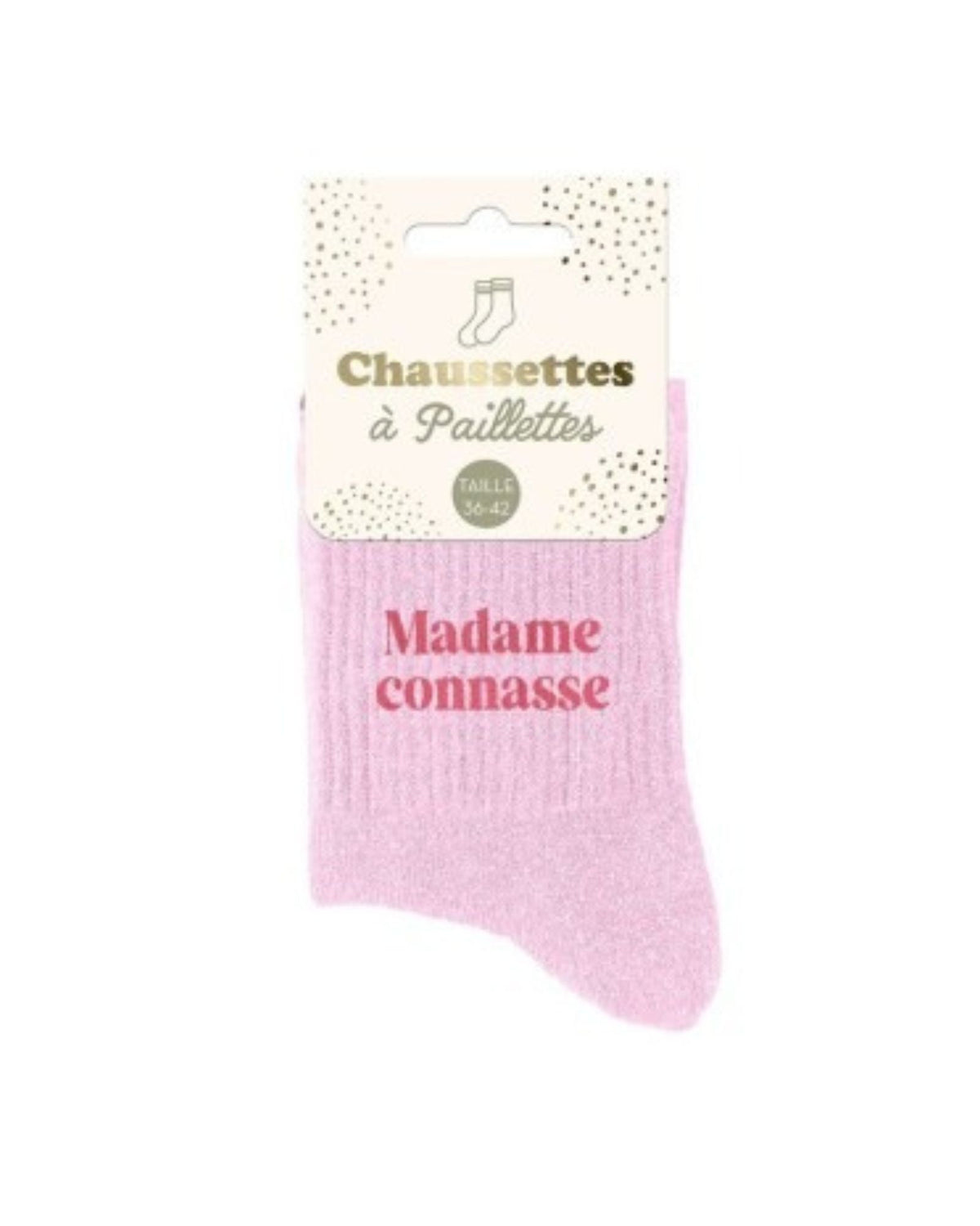 Chaussettes à paillettes roses « Madame Connasse »