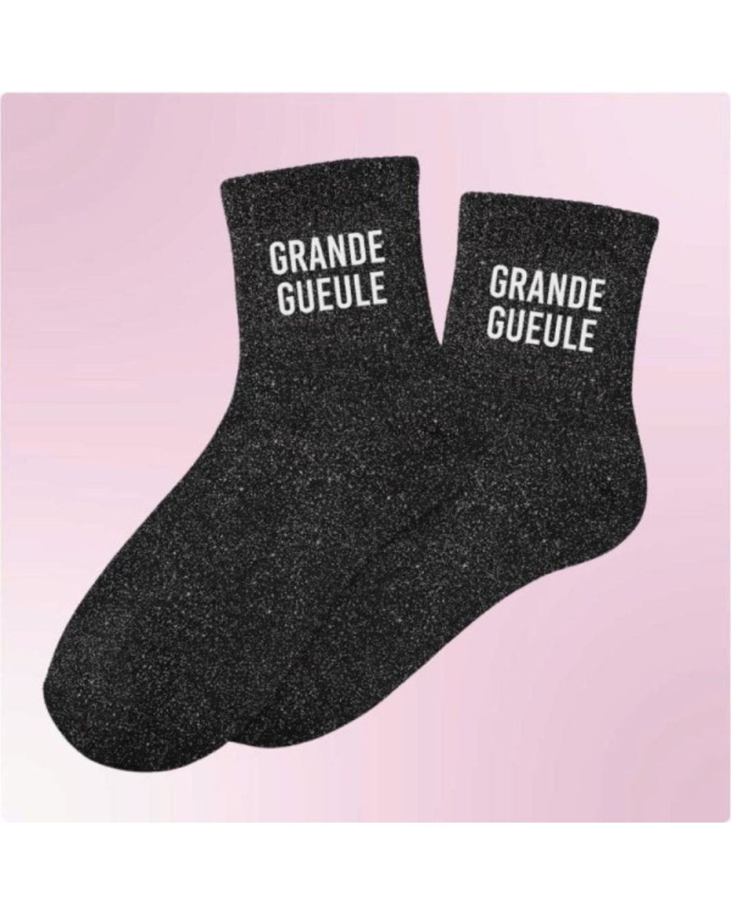 Chaussettes à paillettes noires « Grande gueule »