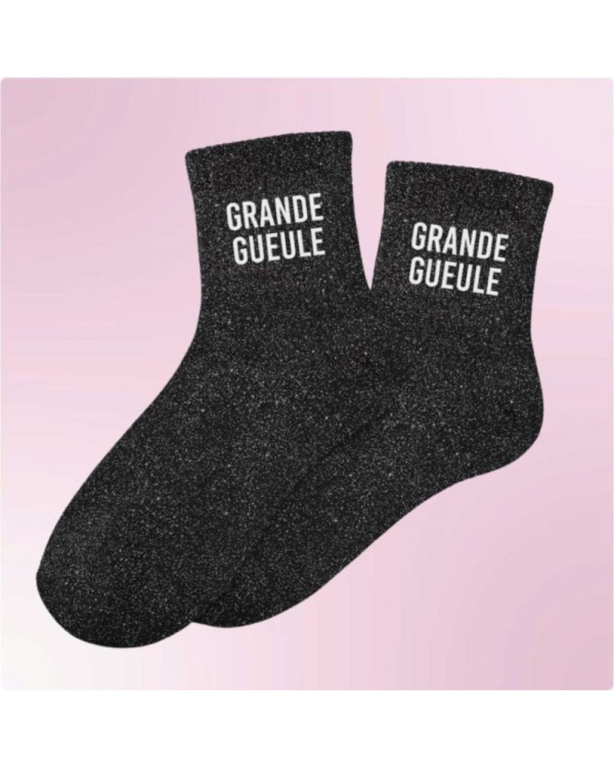 Chaussettes à paillettes noires « Grande gueule »