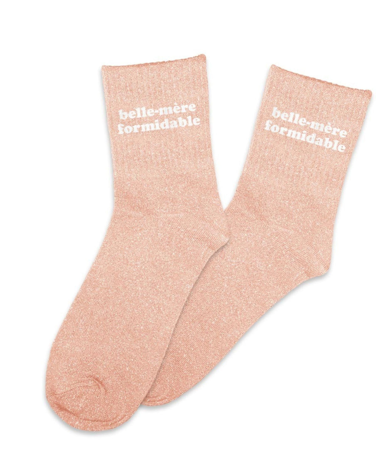 Chaussettes à paillettes roses « Belle-mère formidable »