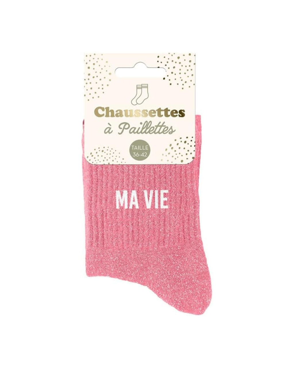 Chaussettes à paillettes roses « Ma vie »