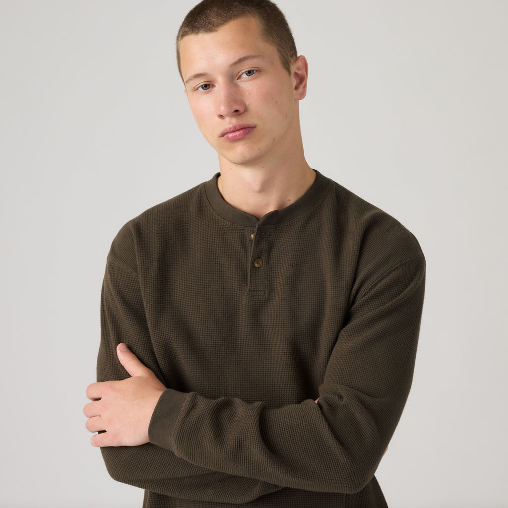 T-shirt manches longues Levi’s® Relaxed Button Henley Coffee