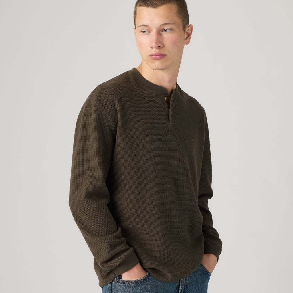 T-shirt manches longues Levi’s® Relaxed Button Henley Coffee