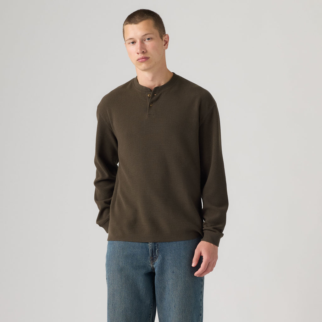 T-shirt manches longues Levi’s® Relaxed Button Henley Coffee