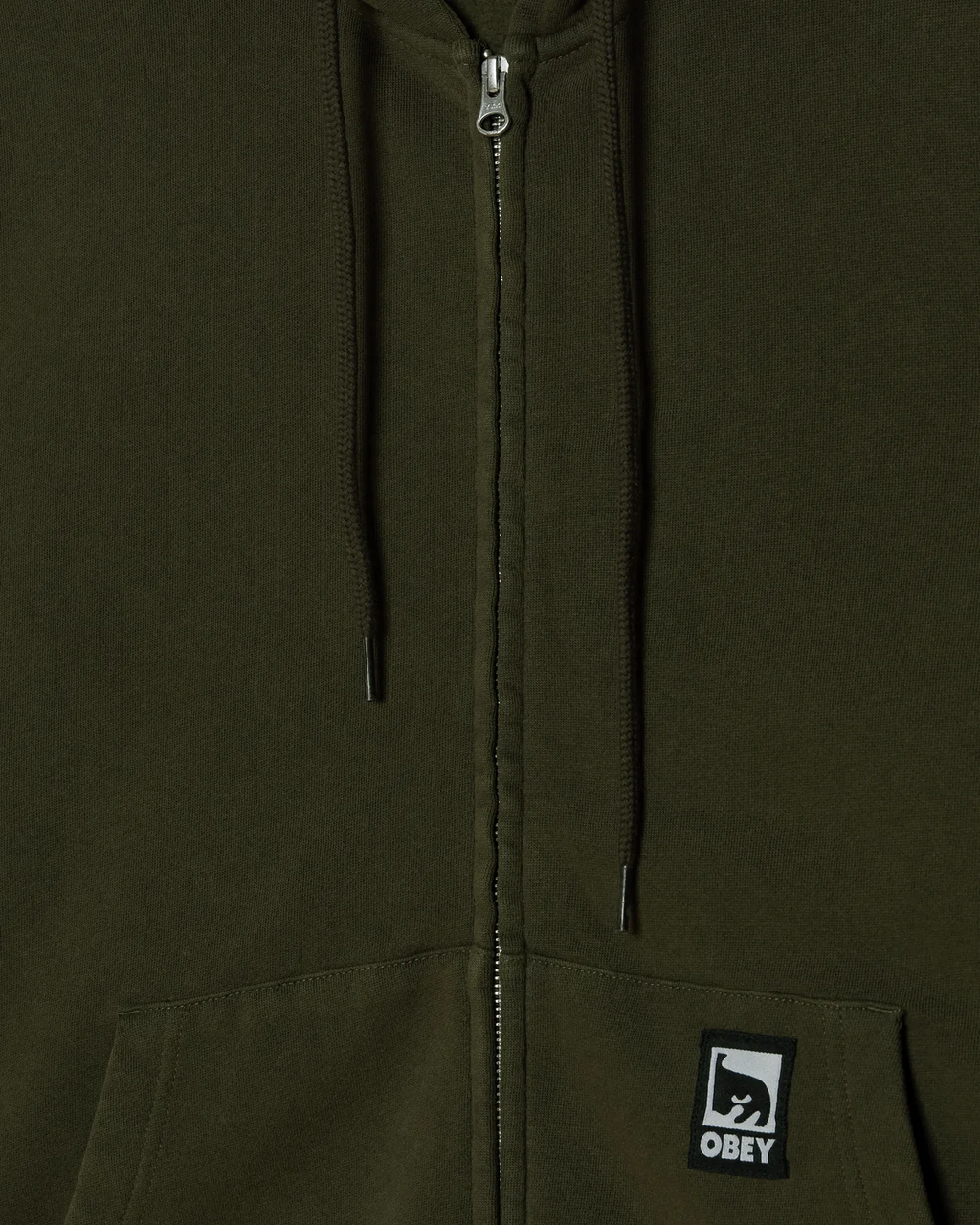 Hoodie Zippé Obey Post - Dusty Black Olive Homme