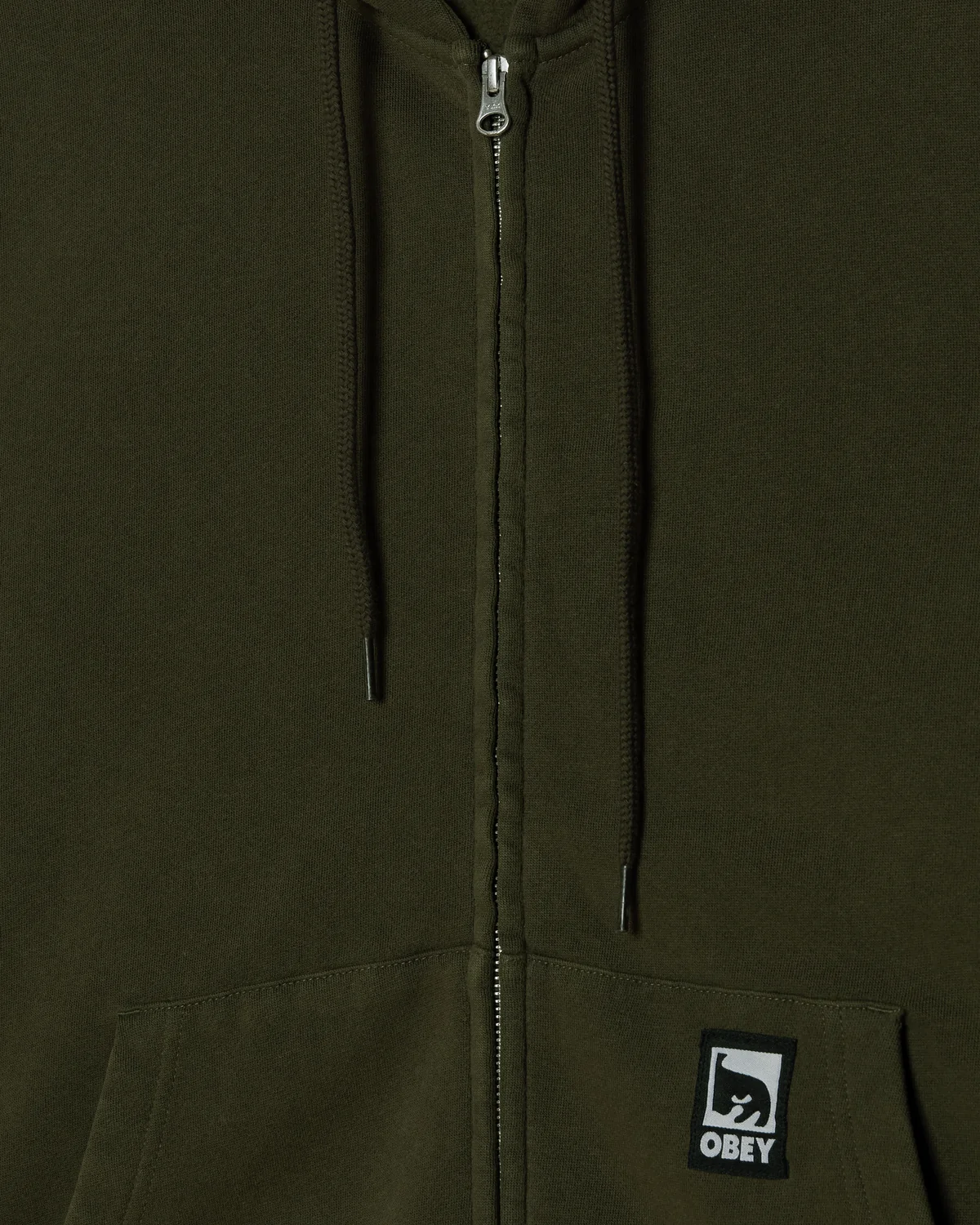 Hoodie Zippé Obey Post - Dusty Black Olive Homme
