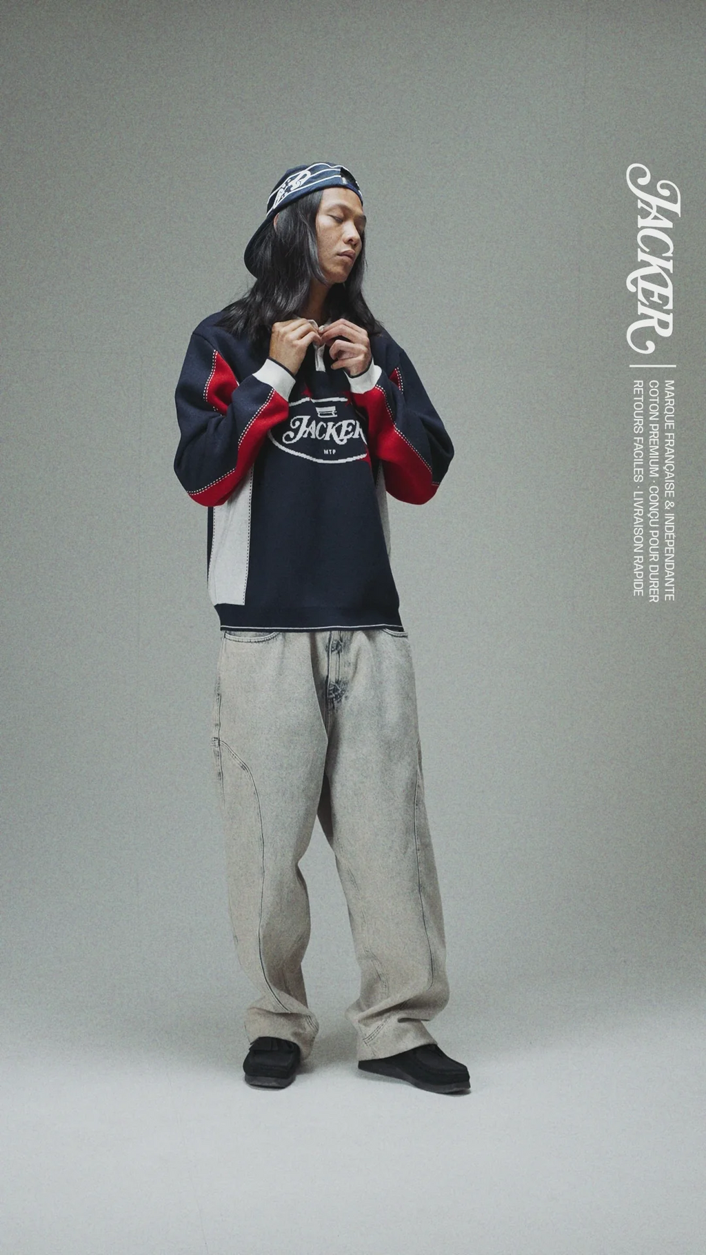 Jean Baggy Jacker Waves - Grey Homme