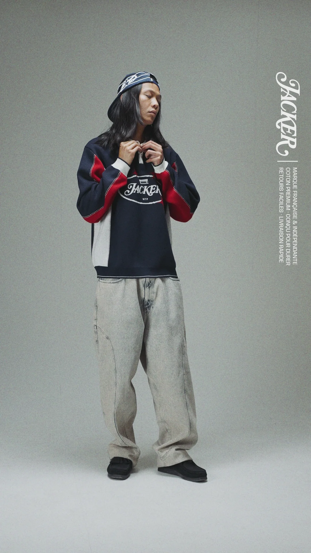 Jean Baggy Jacker Waves - Grey Homme