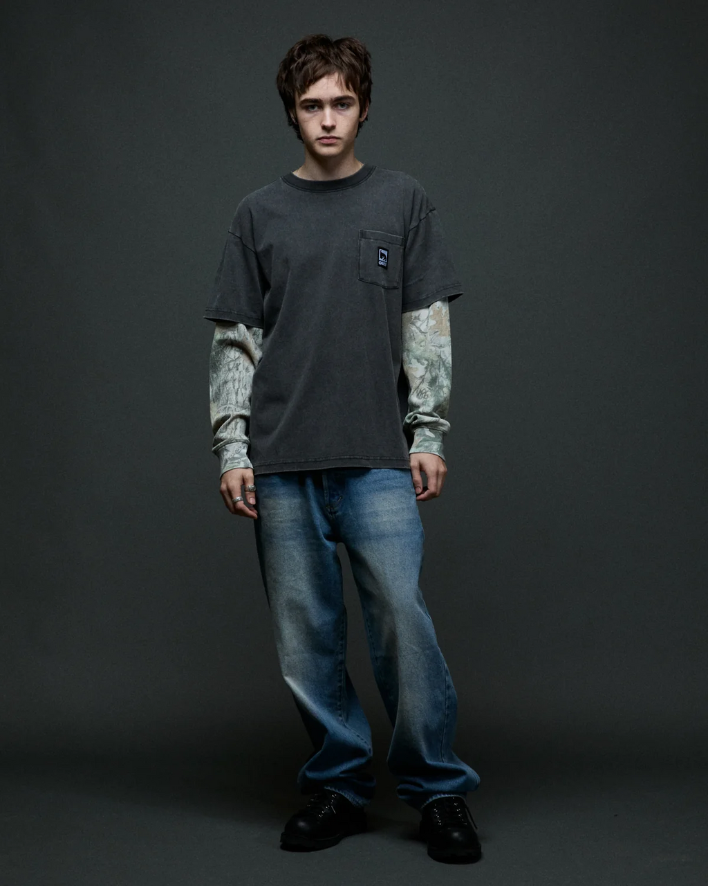 T-shirt Obey Post 2fer - Dusty Black Limo Multi Homme