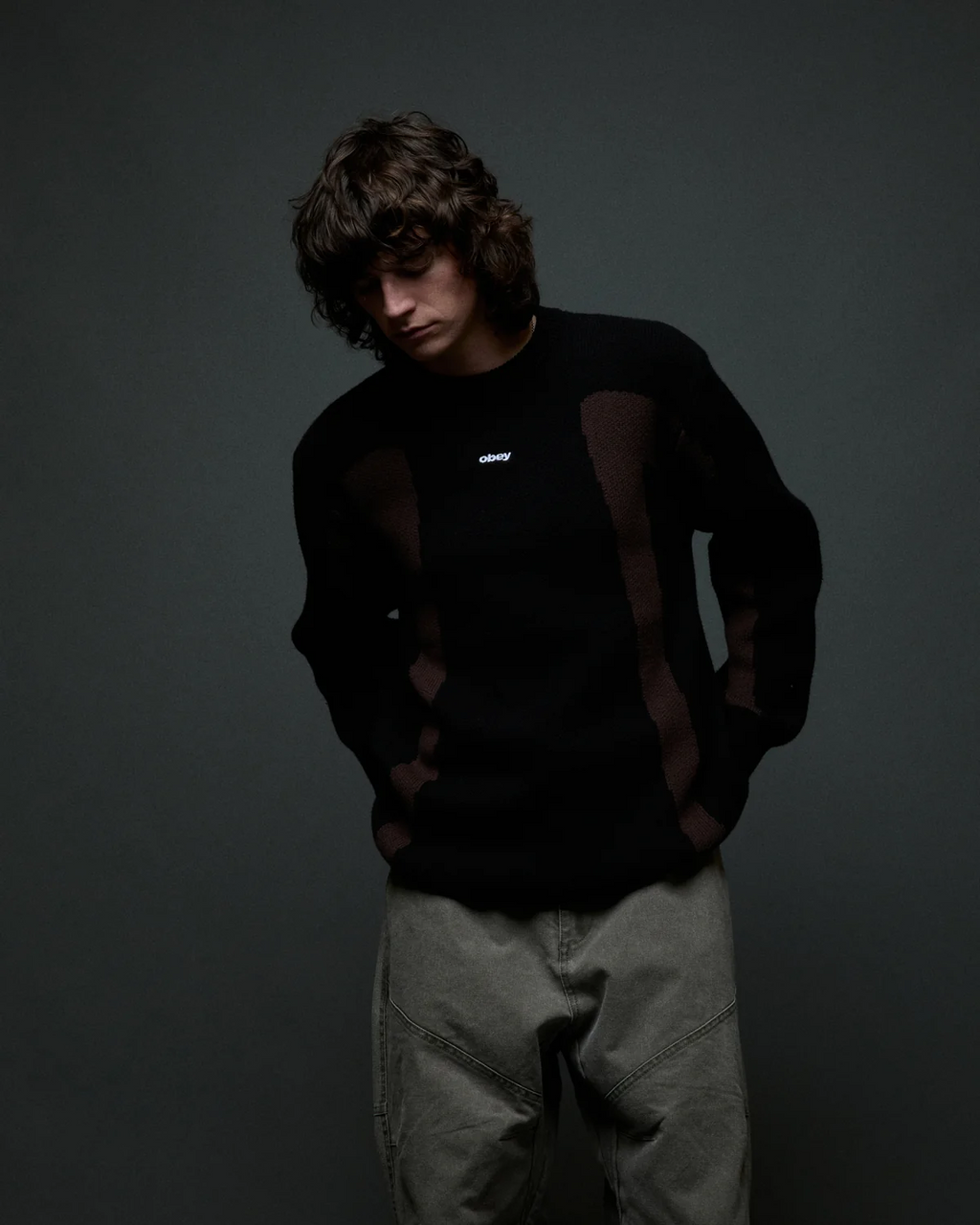 Pull Obey Brann Sweater - Digital Black Multi Homme
