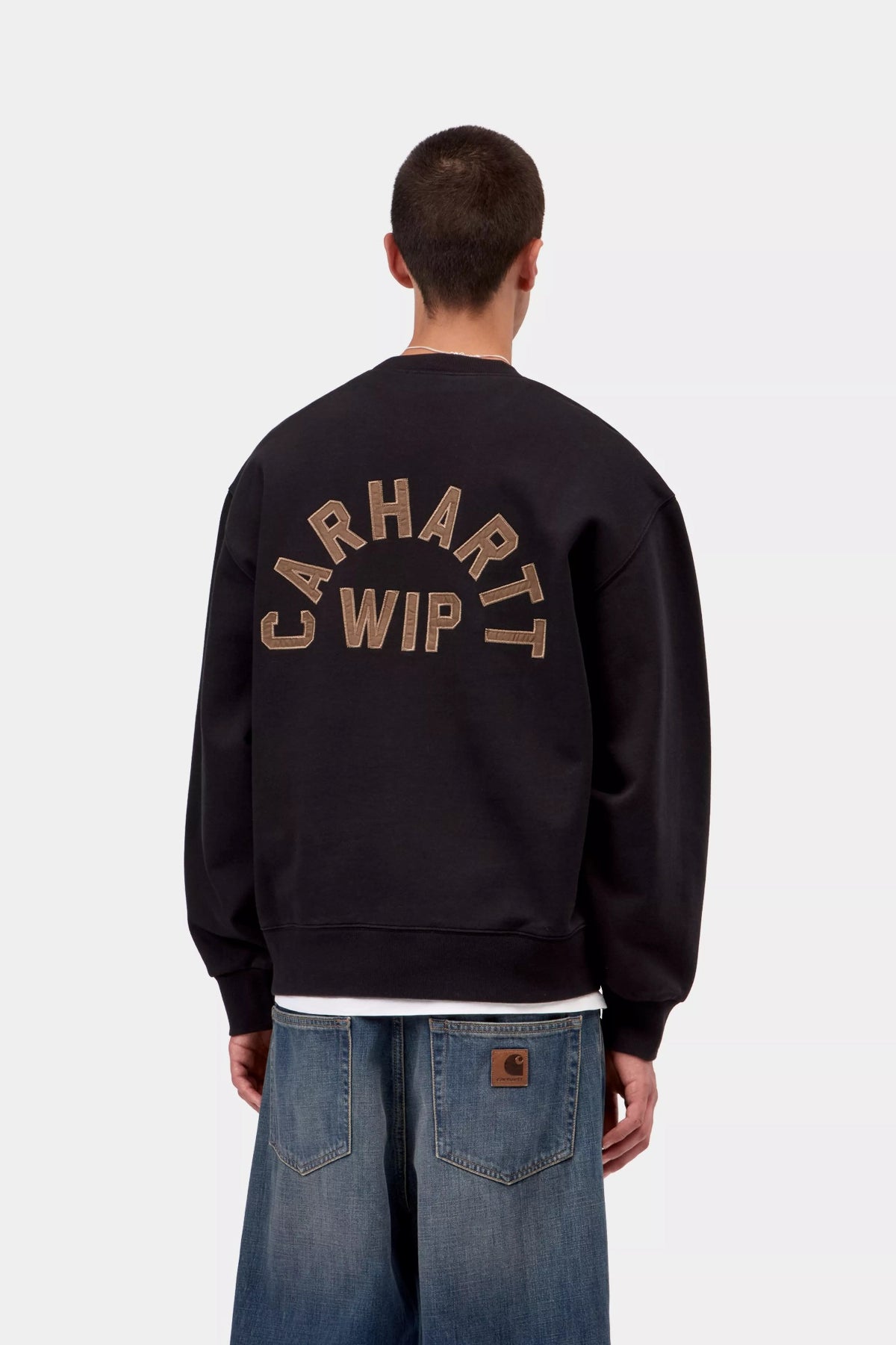 Sweat Carhartt WIP Arch Script - Noir / Hamilton Brown