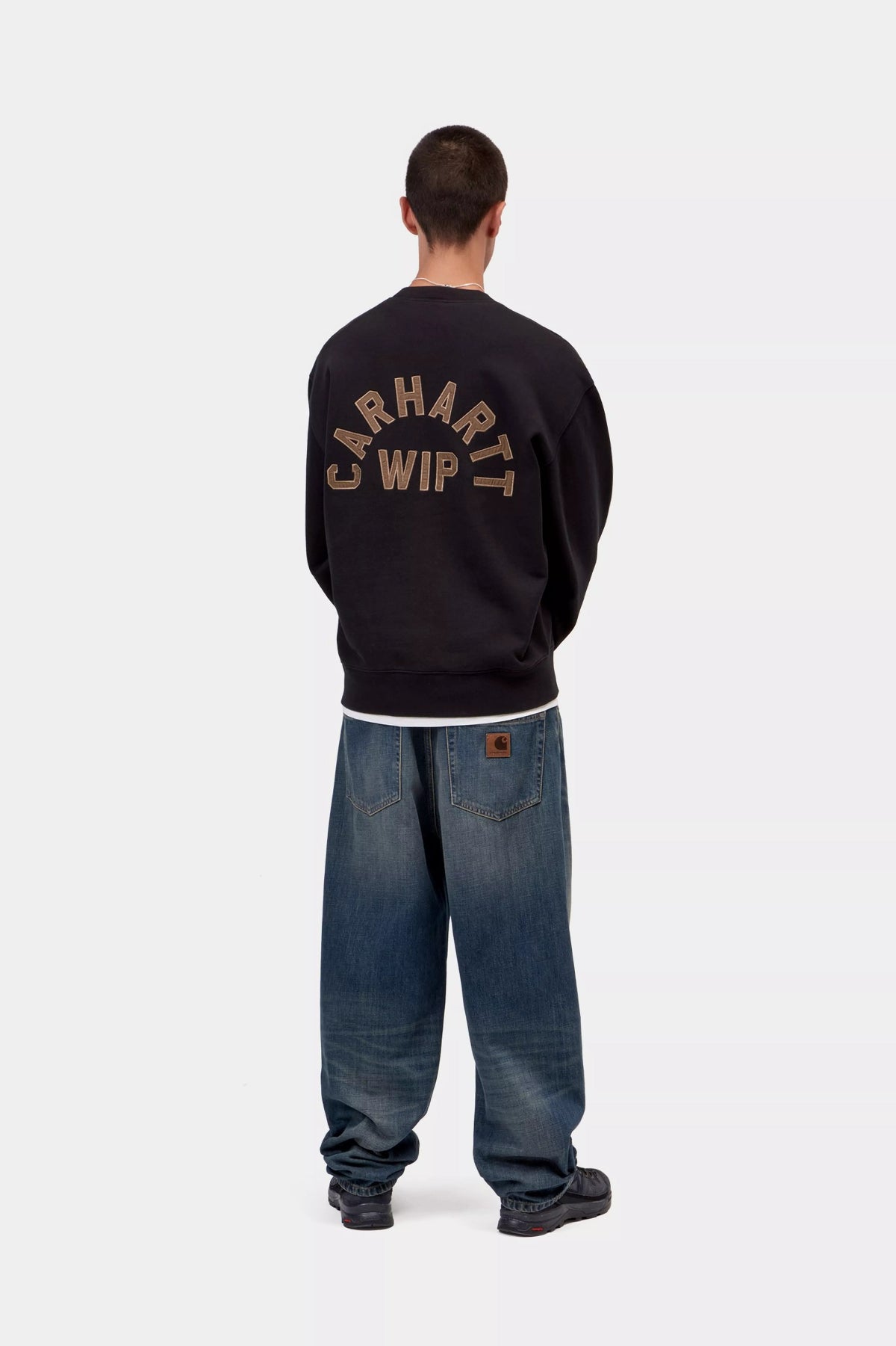 Sweat Carhartt WIP Arch Script - Noir / Hamilton Brown