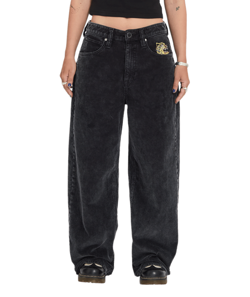 Pantalon Velours Côtelé Volcom FA Ozzy - Light Acid Black Femme