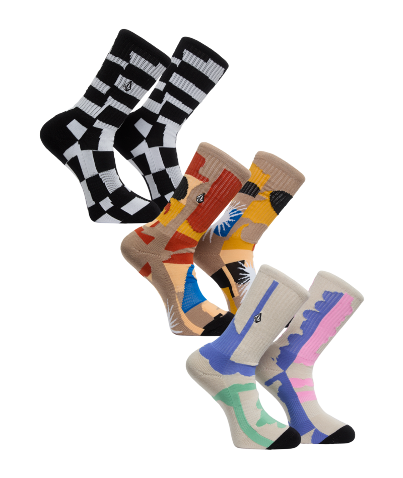 Pack 3 Chaussettes Volcom Print Mixer - Multicolore Unisexe