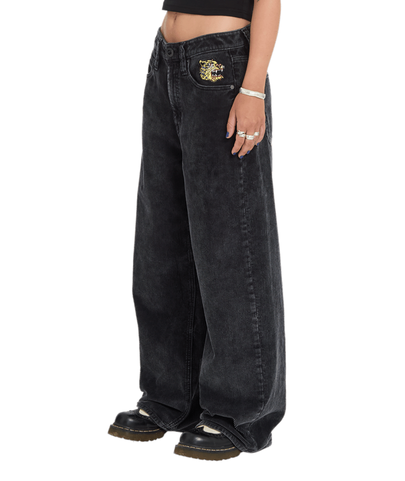 Pantalon Velours Côtelé Volcom FA Ozzy - Light Acid Black Femme